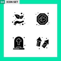 Pack of 4 Solid Style Icon Set Glyph Symbols for print Creative Signs Isolated on White Background 4 Icon Set Creative Black Icon vector background