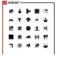 Set of 25 Modern UI Icons Symbols Signs for pie programing film development coding Editable Vector Design Elements