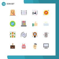 Modern Set of 16 Flat Colors Pictograph of like discount database news guide Editable Pack of Creative Vector Design Elements
