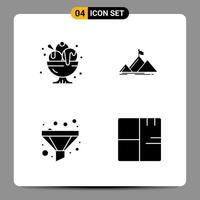 4 Black Icon Pack Glyph Symbols Signs for Responsive designs on white background 4 Icons Set Creative Black Icon vector background