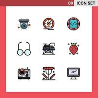 Universal Icon Symbols Group of 9 Modern Filledline Flat Colors of construction read speedometer glasses management Editable Vector Design Elements