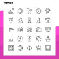 conjunto de iconos de línea de vacaciones conjunto 25 iconos diseño de estilo minimalista vectorial conjunto de iconos negros paquete de pictogramas lineales vector