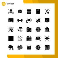 25 Icon Set Solid Style Icon Pack Glyph Symbols isolated on White Backgound for Responsive Website Designing Creative Black Icon vector background