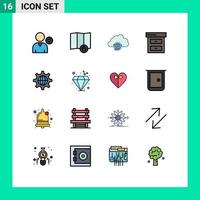 Group of 16 Flat Color Filled Lines Signs and Symbols for world finance network business infrastructure Editable Creative Vector Design Elements