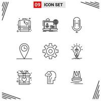 9 Icons Line Style Grid Based Creative Outline Symbols for Website Design Simple Line Icon Signs Isolated on White Background 9 Icon Set Creative Black Icon vector background