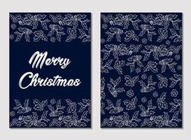 Holiday cards with winter foliage. Versatile Christmas templates with girl, bunny, floral background and frame with copy space and greetings. vector