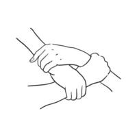 three hands joined together, a symbol of teamwork vector