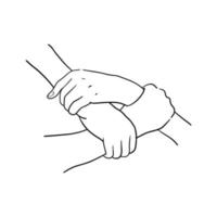 three hands joined together, a symbol of teamwork vector