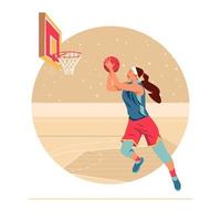 concepto de jugador de baloncesto femenino vector