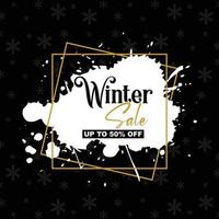 Winter sale vector banner design with snowflakes elements and winter sale text in snow pattern background for shopping promotion. Vector illustration.