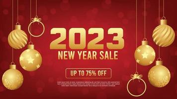 2023 venta de año nuevo publicación en redes sociales o plantilla promocional con decoración navideña vector