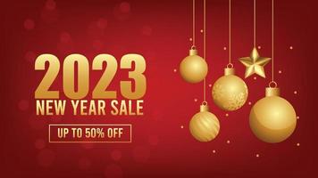 2023 New year sale social media post or promotional Template with christmas decoration vector