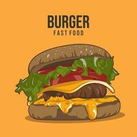 Fast Food Vector Drawing burger