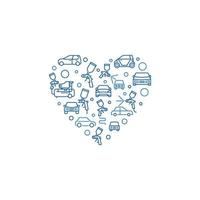 Car Paint Heart vector concept outline illustration