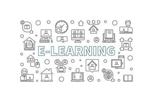 E-Learning vector concept outline horizontal illustration