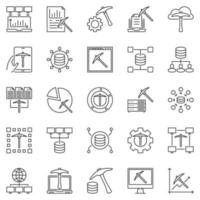 Data Mining vector concept outline icons set
