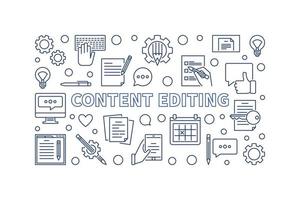 Content Editing vector concept outline horizontal illustration