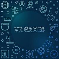 VR Games vector colorful outline frame on dark background