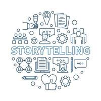 Storytelling vector round concept outline illustration