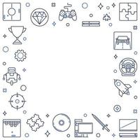 Games linear concept frame. Vector Game illustration in outline style