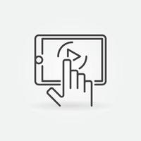 Hand with Tablet linear icon. Watching Videos vector symbol