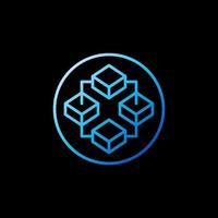 Circle with Blockchain Technology and 4 Blocks vector concept blue line icon