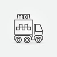 icono de esquema de concepto de vector de camión de taxi de carga