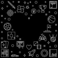 Frame with Video Game outline icons in Heart shape vector