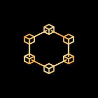 Block-Chain vector colored line icon - Blockchain Crypto golden symbol