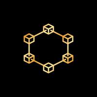 Block-Chain vector colored line icon - Blockchain Crypto golden symbol