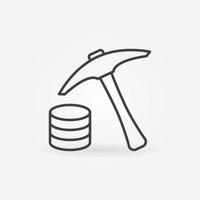 Pickaxe with Data linear icon. Mining vector concept sign
