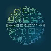 Vector Home Education round colorful outline illustration