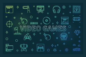 Video Games vector colored linear banner or illustration