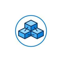 Blockchain with 3 Blocks in circle vector concept blue icon or sign