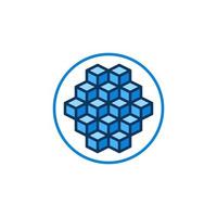 Circle with Blockchain Blocks vector concept blue icon or Block-chain round symbol