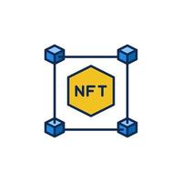 concepto de vector de cadena de bloque nft icono de color de token no fungible