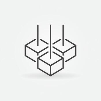 icono de concepto de vector de cadena de bloques o símbolo de cadena de bloques con tres bloques