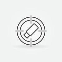 Target with USB Flash Drive vector concept outline icon