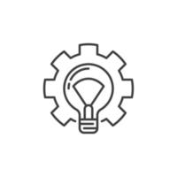 Lightbulb in Gear outline icon. Vector Light Bulb in Cog sign