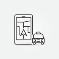 Smartphone with Navigation and Taxi vector concept outline icon