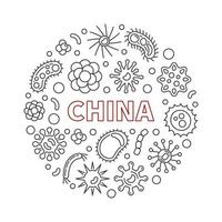 China Virus vector concept outline round illustration