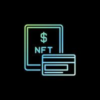 tarjeta bancaria y tableta - concepto de compra nft contorno icono de línea de color vector