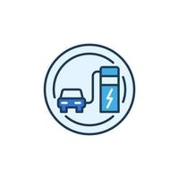 EV at Charging Point vector concept round colored icon