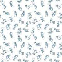 Seamless Pattern with vector Mic in Hand blue line icons