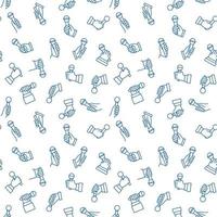 Seamless Pattern with vector Mic in Hand blue line icons