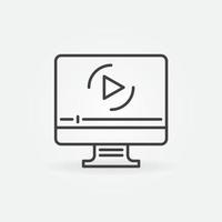 Computer with Online Video vector outline icon