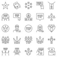 VIP outline icons set. Vector Very Important Person symbols