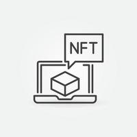 Laptop with NFT in Speech Bubble vector concept thin line icon