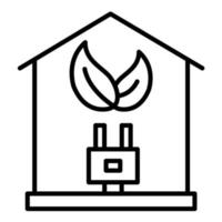 icono de línea de casa solar ecológica vector