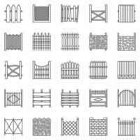 Fence outline icons set. Fences vector line symbols